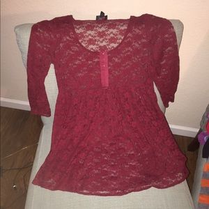 Burgundy red lace tunic